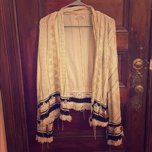 📦 ZARA Boho Crocheted Bead Tassel Folk Kimono